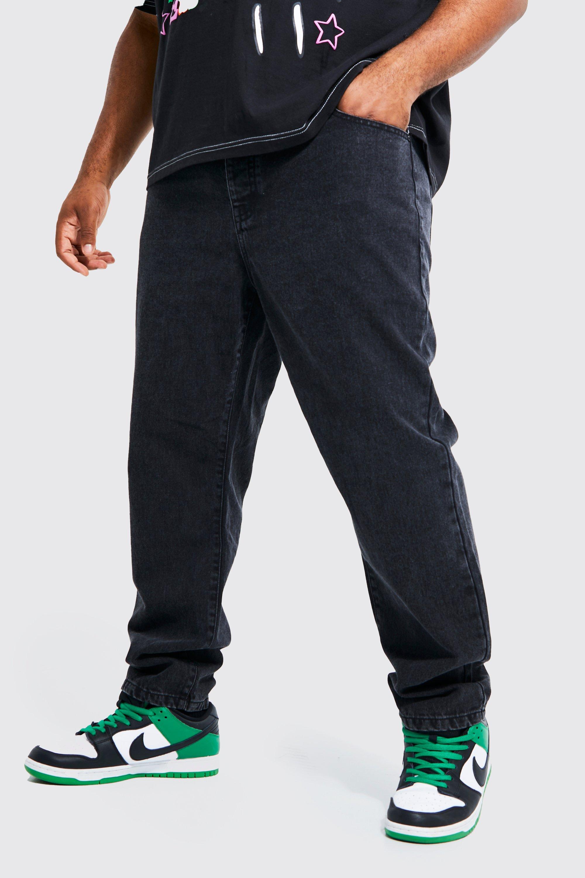 Mens Black Plus Slim Rigid Jeans, Black